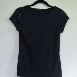 Covington black shirt with black gems on sleeves